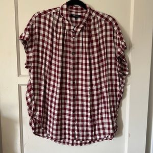 Madewell Central Drapey Shirt Red/Burgundy and White Gingham